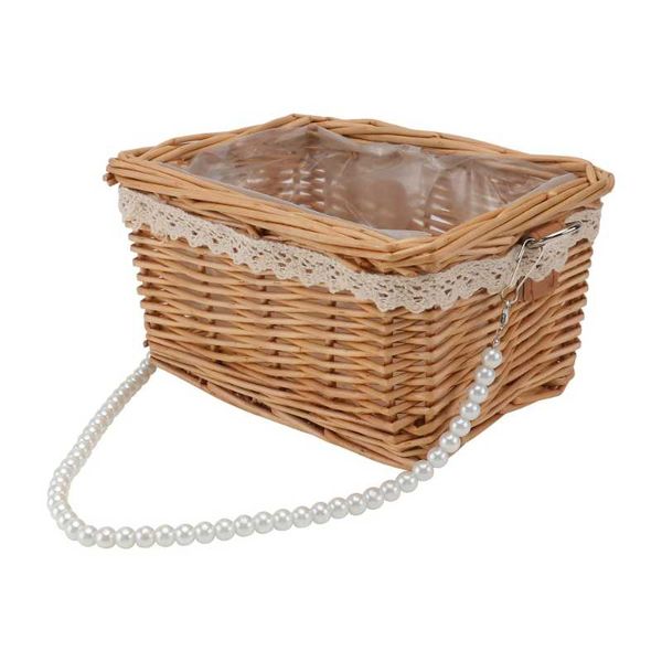 

storage baskets 1pc decorative flower basket pearl ornament woven