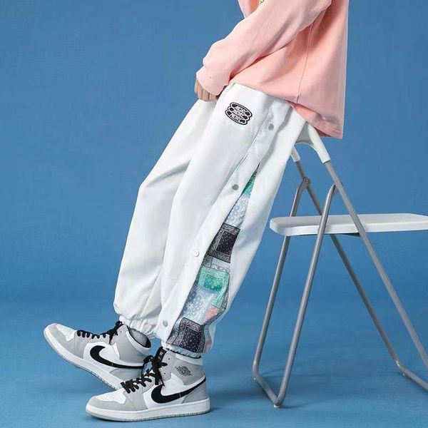 

men's pants pleated straight fashion elastic waist casual mens hip hop clothing joggers streetwear wide leg s-3xl, Black