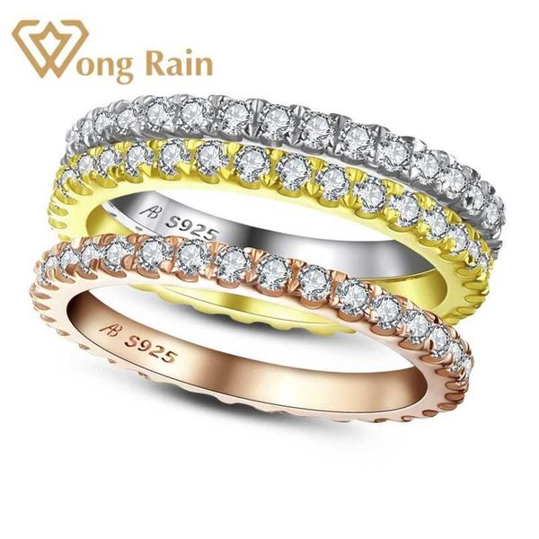 

wong rain 925 sterling silver created gemstone diamonds wedding engagement ring band fine jewelry wholesale 211217, Slivery;golden