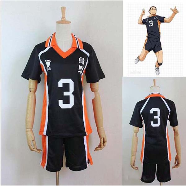 Аниме Haikyuu костюмы !! Karasuno средней школы # 3 Azumane Asahi Volleyball Club Jersey Cosplay костюм спортивный носить форму S-XXL