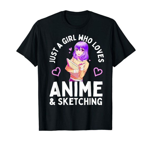 

just a girl who loves anime and sketching t-shirt size m-5xl, White;black