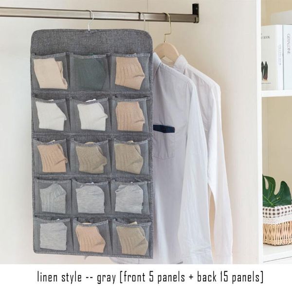 

storage boxes & bins artifact imitation linen double sided hanging bag wall mounted dormitory wardrobe