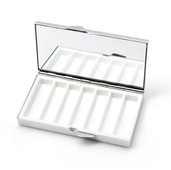 Caixas de comprimidos de retângulo em branco Recipiente de metal 7 grades mini caso de viagem portátil