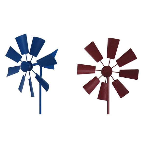 

novelty items 2pc wind spinner decorative windmill yard plug-in winnower garden ornament-red & blue