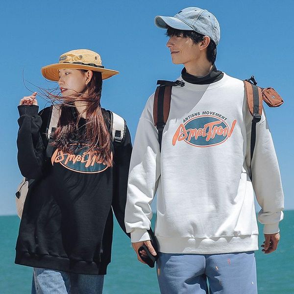 

men's hoodies & sweatshirts tfetters couple men street wear 2021 autumn winter sweatshirt loose printed casual clothing, Black