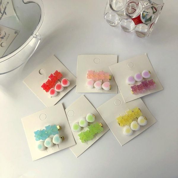 

hair clips & barrettes set hairpins for girls pins resin cut heart bear clip women accessories gifts, Golden;silver