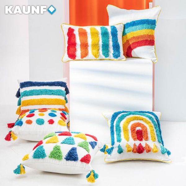 

pillow case rainbow cover sofa hugging office cushion waist kaunfo