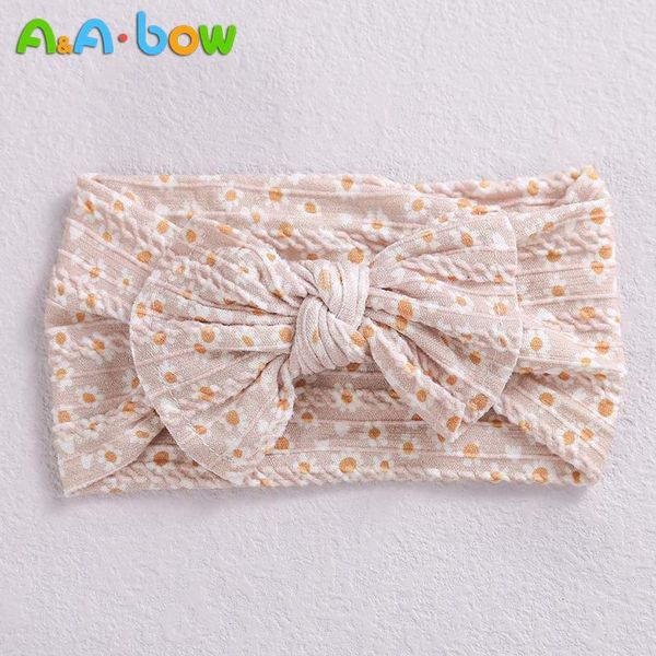 

hair accessories printed cable baby bow headband nylon girls band elastic headwear for child floral turban born, Slivery;white
