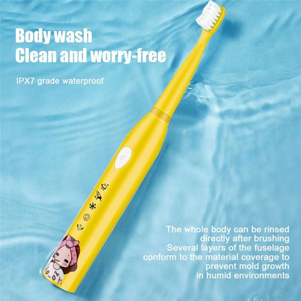 

modes children electric toothbrush cartoon pattern tooth brush teeth for kids with 3pcs replacement head smart