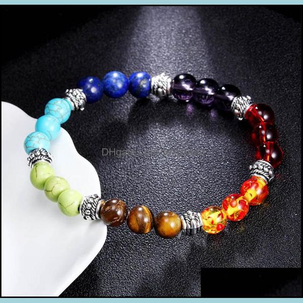 

beaded, strands seven colorf chakra reiki bracelet energy quartz healing nce beads women fashion jewelry charms bracelets beaded drop delive, Black