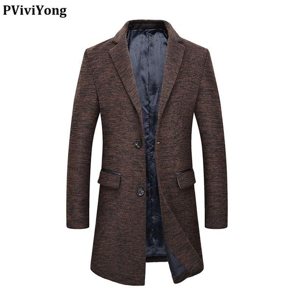 

men's wool & blends pviviyong 2021 korea arrival winter thicked trench coat men, slim jackets men parka ,plus-size m-xxxl hy8821, Black