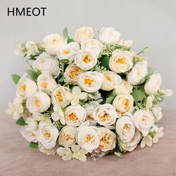 

decorative flowers & wreaths 5 branch 10 heads mix spring tea mini rose artificial fake flower colors with plastic plant for house table dec