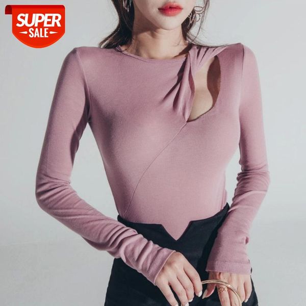 

women hollow out back t-shirt long sleeve slim women t-shirt summer casual white fashion 2021 #ya1e