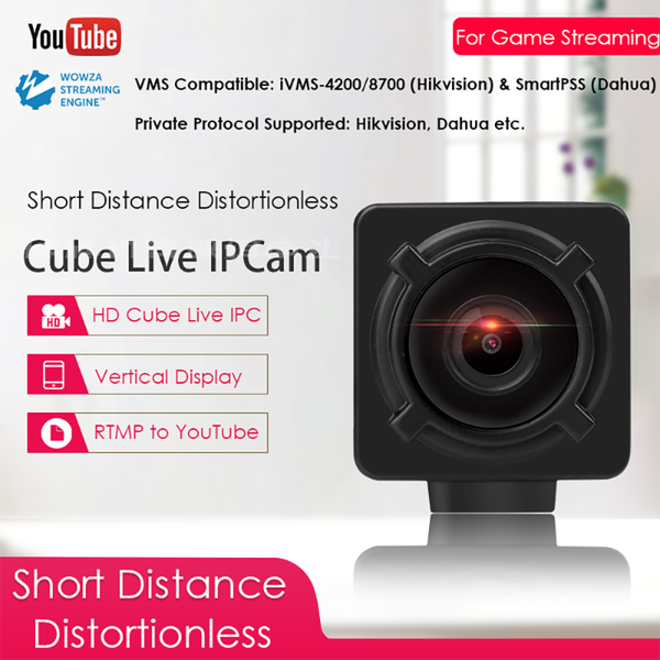 

cameras rtmp live ipcamera nondistortional push video stream to youtube/wowza by mini cube 2.0mp 1080p streaming