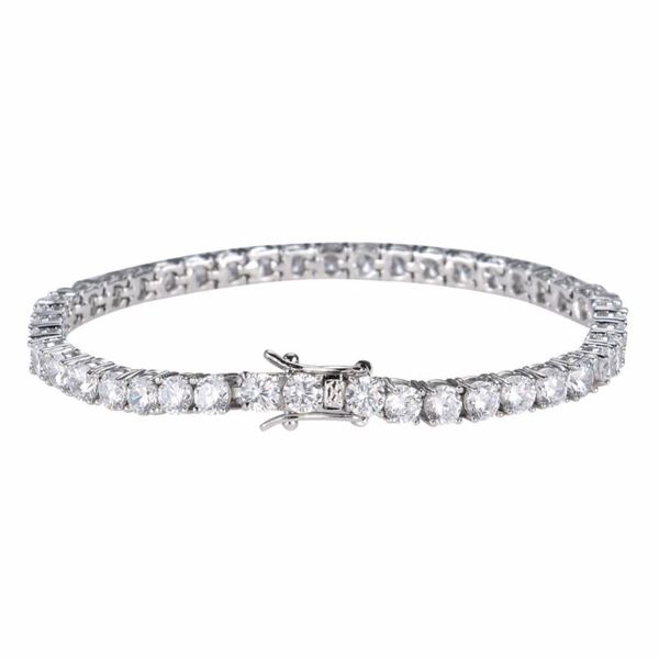 

link, chain bling 3mm 4mm 5mm 1 row cubic zirconia bracelet for men and women iced out jewelry b016, Black