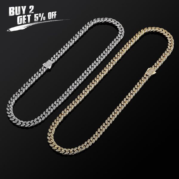 

chains 2021 8mm hip hop personality iced out + cz miami cuban chain necklace men and women jewelry for gift, Silver