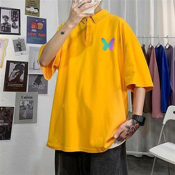 

t-shirt men's 2021 summer loose short sleeve trend quarter shirt polos, White;black