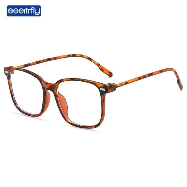 

seemfly fashion square anti-blue light glasses frame retro ultralight transparent color hd lens optical spectacles sunglasses frames, Black