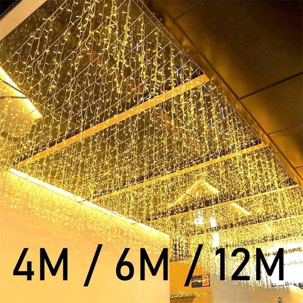 4-12 M Ghiacciolo String Lights LED Tenda Fata Natale 04 / 0.6 M Droop Decor Per Outdoor Garden Street Wedding Yea Garland 211122