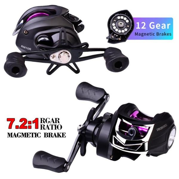 

metal spool baitcasting reel 10kg 7:2:1 freshwater fishing wheel 12-speed electromagnetic brake reels