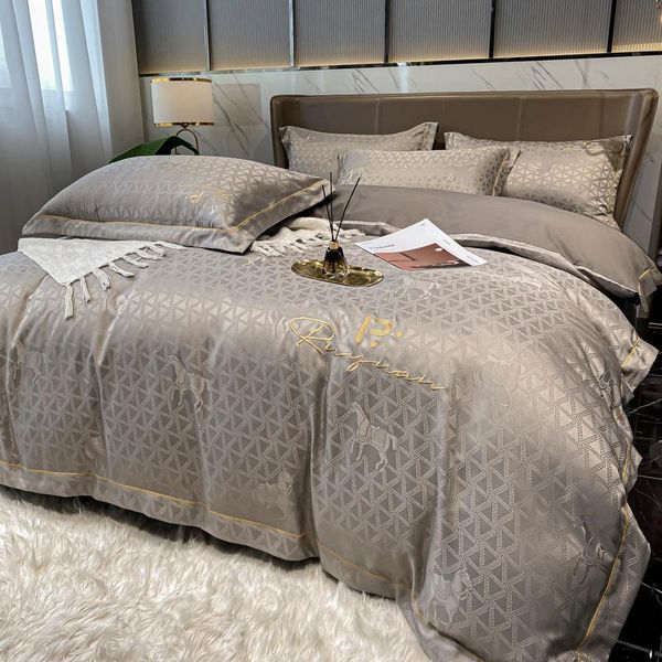 

bedding sets 60s satin jacquard set egyptian cotton bed soft duvet cover flat/fitted sheet pillowcases silky bedsheet