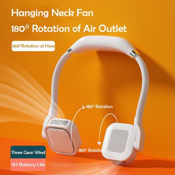 

electric fans portable hanging neck fan 4000mah bladeless personal mini air cooler rechargeable battery 180 rotation