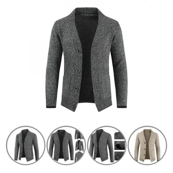 

men's sweaters windproof skin-touch solid color knitted cardigan sweater for daily wear, White;black