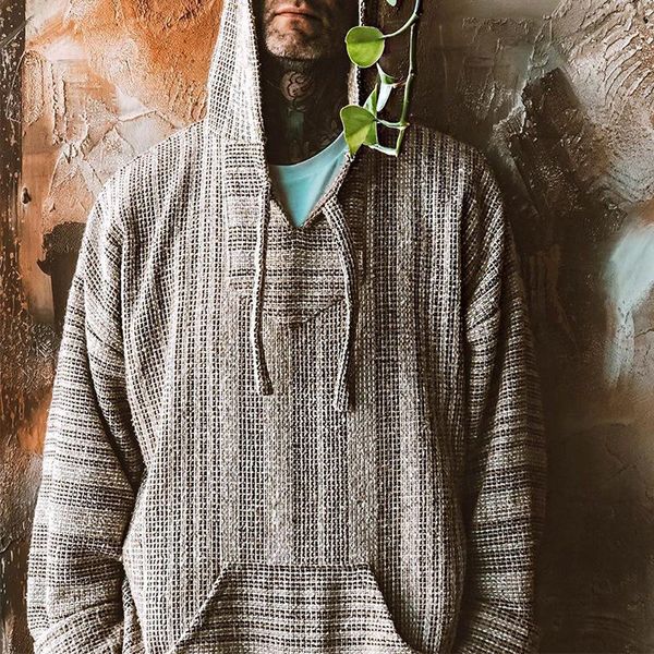 

men's hoodies & sweatshirts hooded sweatshirt fashion retro striped casual jacket harajuku large size plus streetwear men, Black