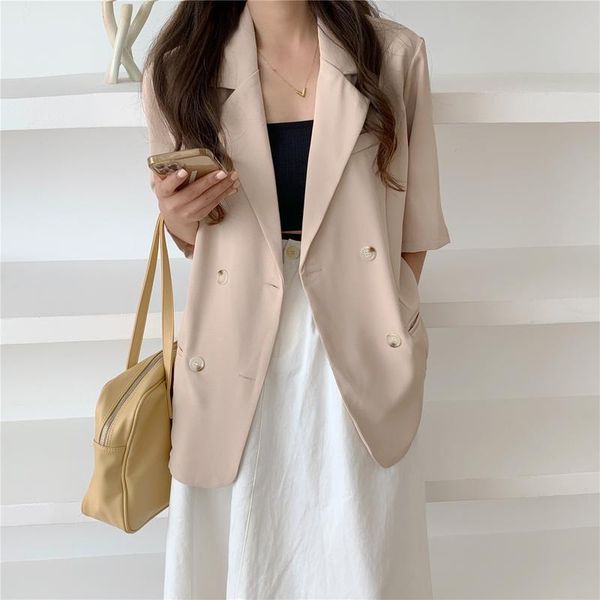 

women's suits & blazers 2021 summer fashion temperament short sleeve blazer spring and thin korean loose casual air conditioning shir, White;black