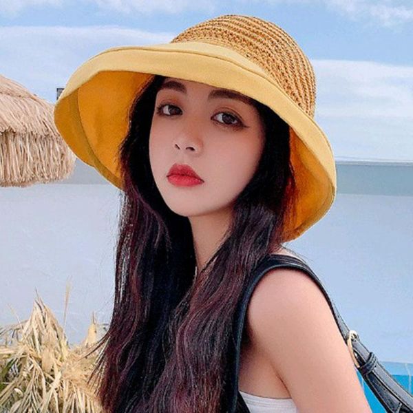 

wide brim hats korean women's sunscreen hat for women summer fashion sun beach ladies breathable big eaves visor girl, Blue;gray