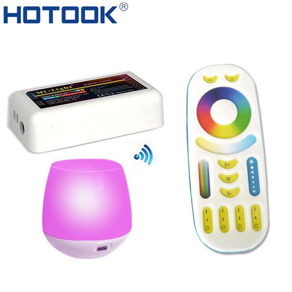 

ok 2.4g milight led controller rgbw rgb + cct rf touch remote 4 zone wireless +wifi hub 12v -24v for phone strip ship