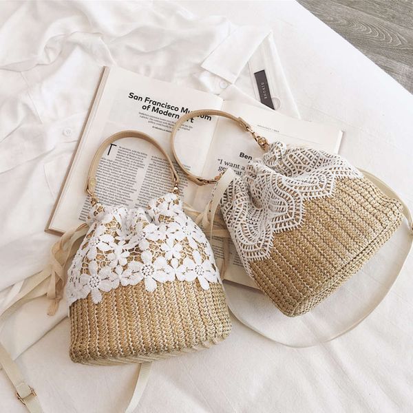 

ins frh straw bucket small bag summer fairy rattan beach holiday portable msenger