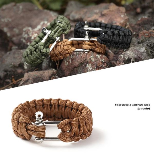 

outdoor gadgets men survival paracord bracelet camping hiking emergency u buckle wristband women kitting 7 core umbrella rope