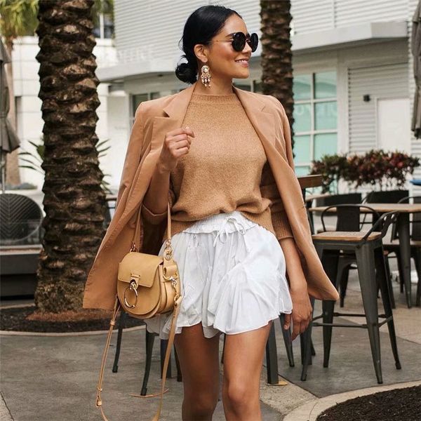 

women chic khaki blazer pockets double breasted long sleeve office wear coat solid female casual outerwear 210430, White;black