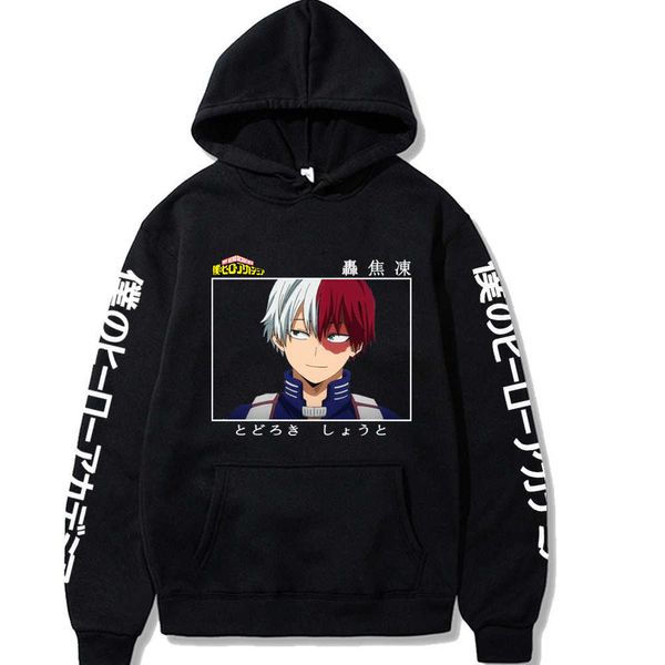 2021 Anime My Hero Academia Impresso Homens / Mulheres Boku No Herói Academia Shoto ToDoroki Hoodie Manga Longa Suéter Y0804