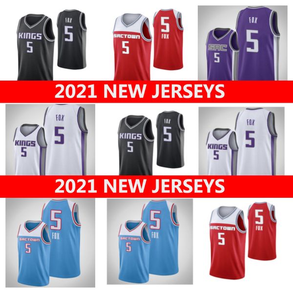 

2021 basketball jerseys 5 de aaron fox, Black;red