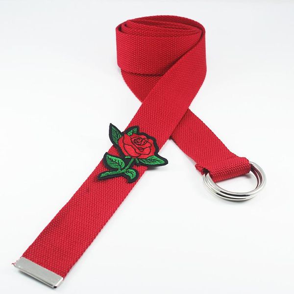 

belts fashion floral flower rose embroidery solid casual summer boho woman belt for dress skirts pants weave canvas, Black;brown