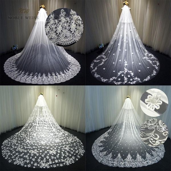 

bridal veils wedding with comb two-layer lace edge cathedral veil appliqued, Black