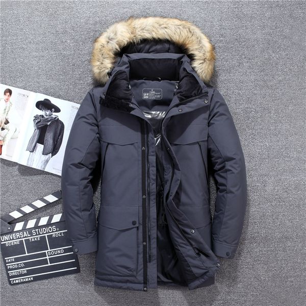 

men's winter et, thick leather collar coat, windproof, 40 degre, black, gray, white