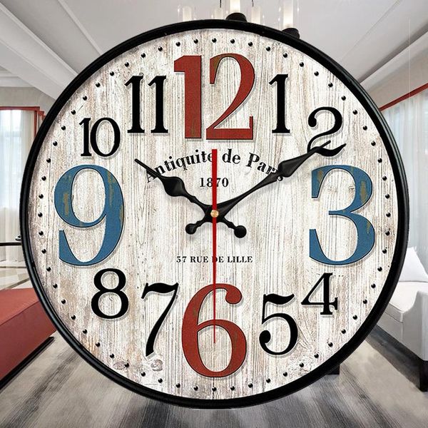 

wall clocks american bedroom mute clock home decoration creative living room fashion quartz round european