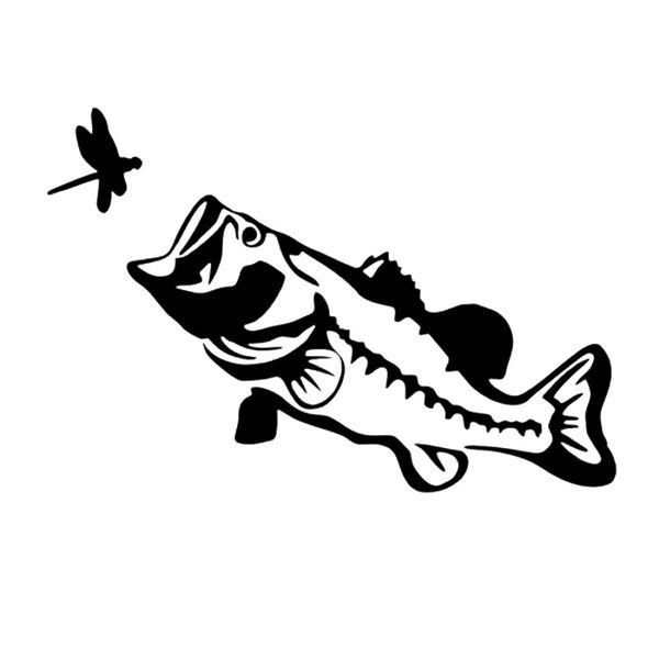 

16*10.8CM Dragonfly LARGE Bass Fish Car Stickers Fish On Vinyl Sticker Funny Motorcycle SUVs Bumper Laptop Car Styling, Color