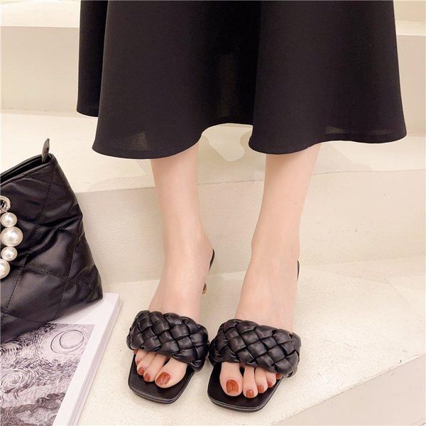

slippers summer women shoes fashion slides high heels, Black