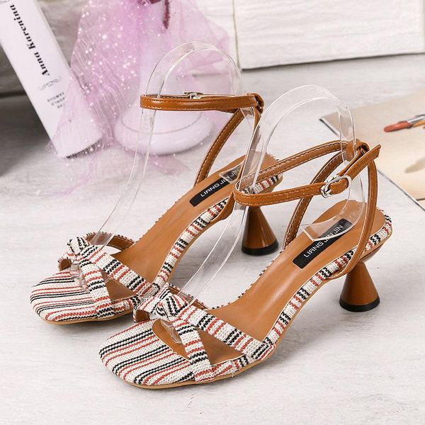 

summer heels women sandals open toe shoes thin high party dress, Black