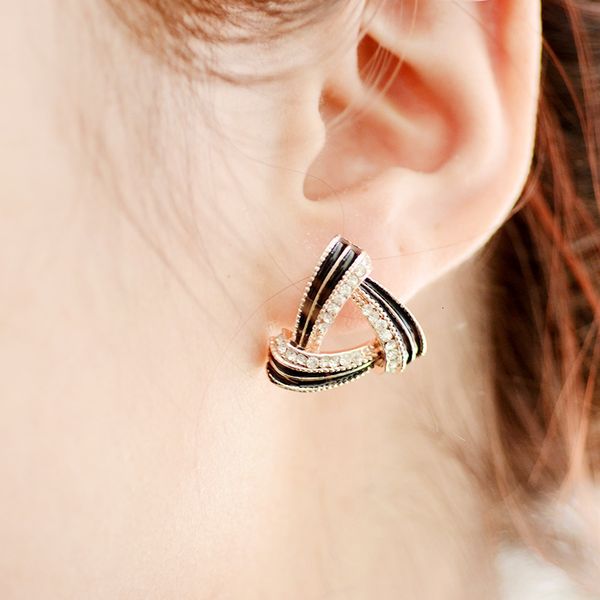 

jewelry triangle geometry inlaid diamond earrings ear jewelry yiwu trinkets, Golden