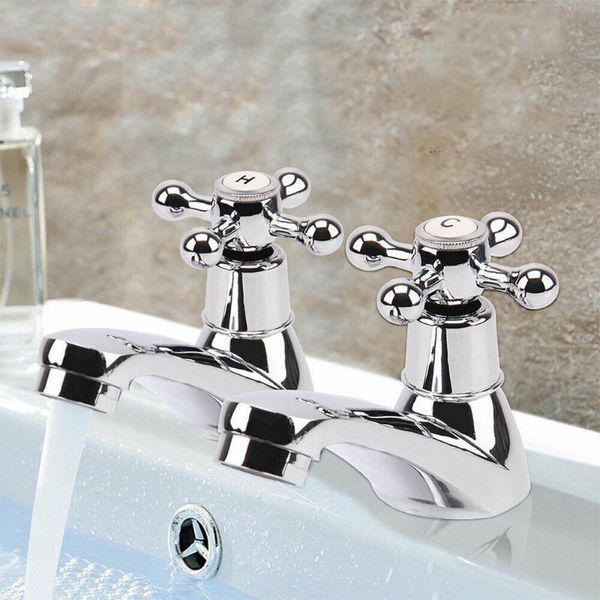 

bathroom sink faucets 2x chrome twin basin taps &cold water kitchen faucet mixer home improvement accessory