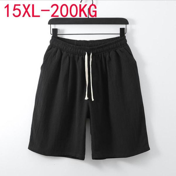 

men summer plus shorts size 5xl 6xl 7xl 8xl 9xl 10xl 14xl 15xl cotton linen elastic waist casual short loose stretch men's, White;black