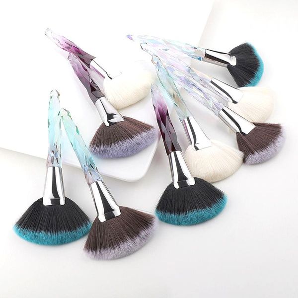 

eyelash curler 1pcs large fan-shaped brush crystal transparent diamond handle eyeshadow eyebrow highlight powder beauty makeup tool