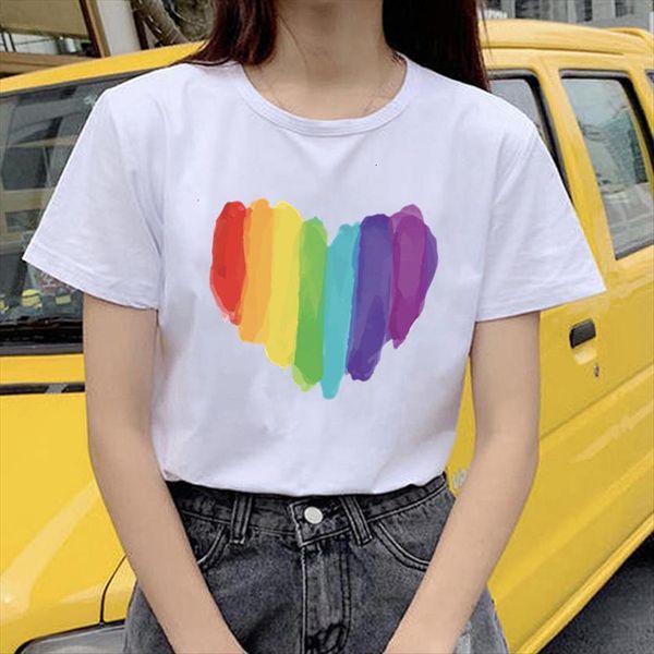 

fashion rainbow heart print love women t shirts wins summer short sleeve white female tee casual s xxl