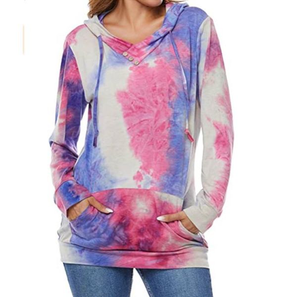 

hirigin women autumn tie dye pullovers hoodies 2021 spring long sleeve o-neck casual hooded sweatshirts s-xxl plus size women's &, Black