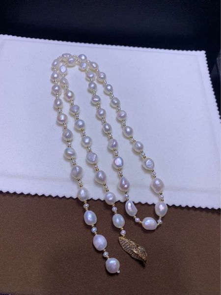 

pendantautumn and winter fashion sweater chain danshui baroque 9-10mm special shaped pearl 75cm long necklace, Silver